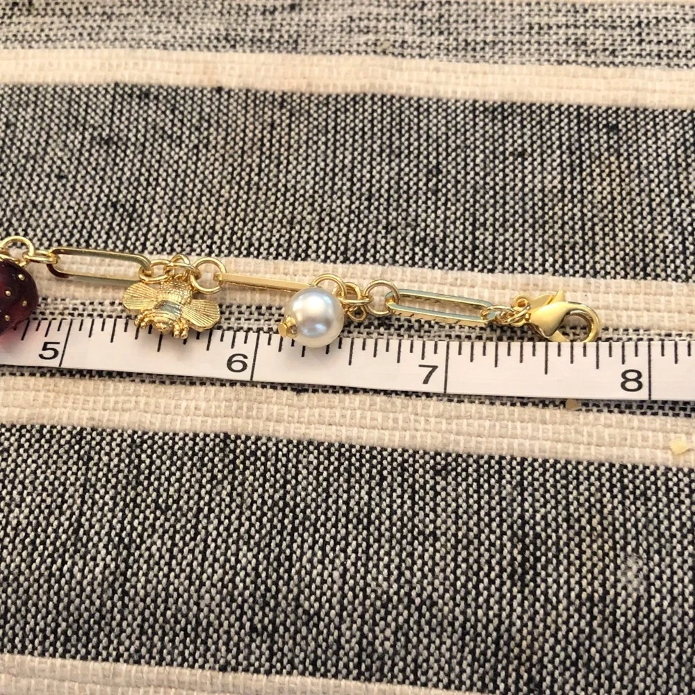 Authentic New with card kate spade Gold Strawberry Charm Bracelet - Picture 9 of 11